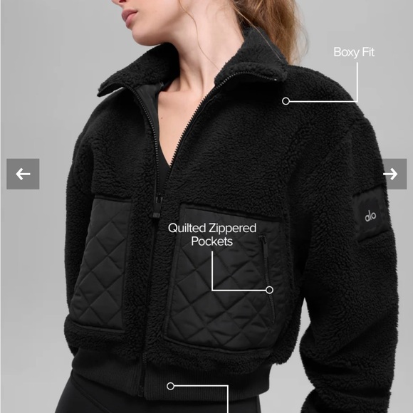ALO Yoga Jackets & Blazers - ALO Yoga Black Cropped Sherpa Jacket